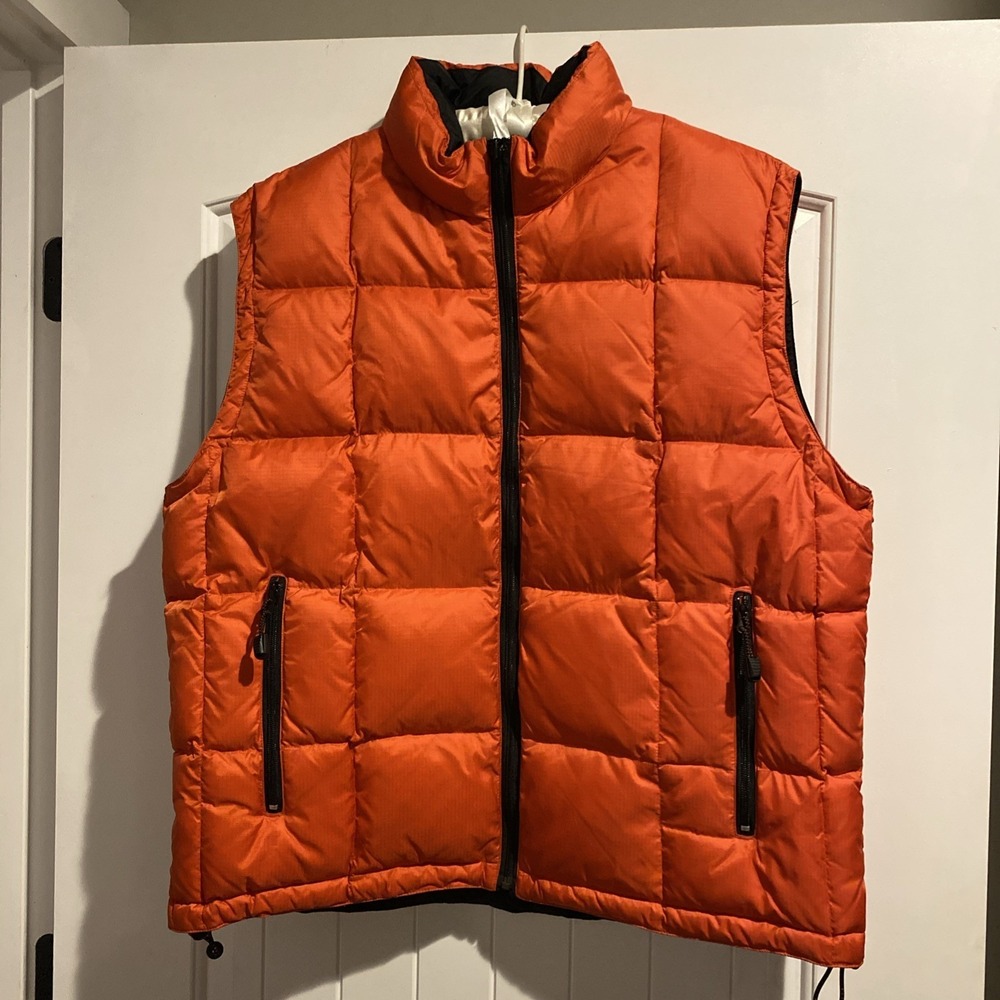 Vintage GAP Down Reversible Puffer Vest Orange Black Size XL